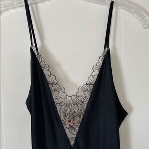 Soma Sensual Black Satin Chemise with Adjustable Straps